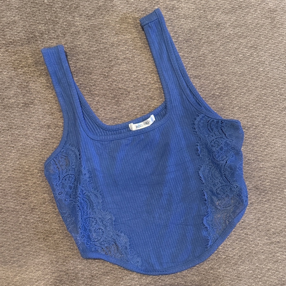 Bozzolo Light Blue Ribbed Tank